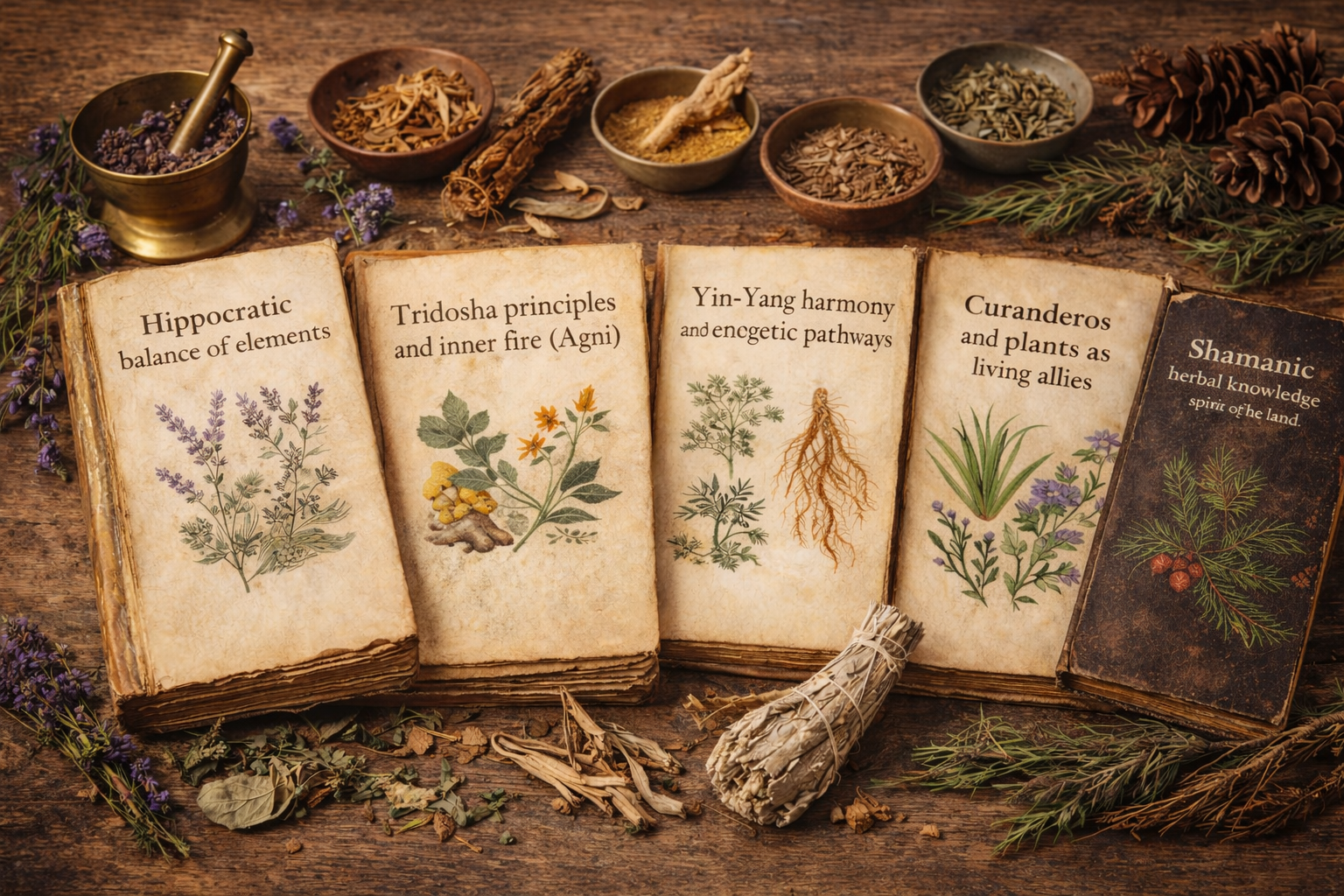 Assortment of books used in Back My Nature blends